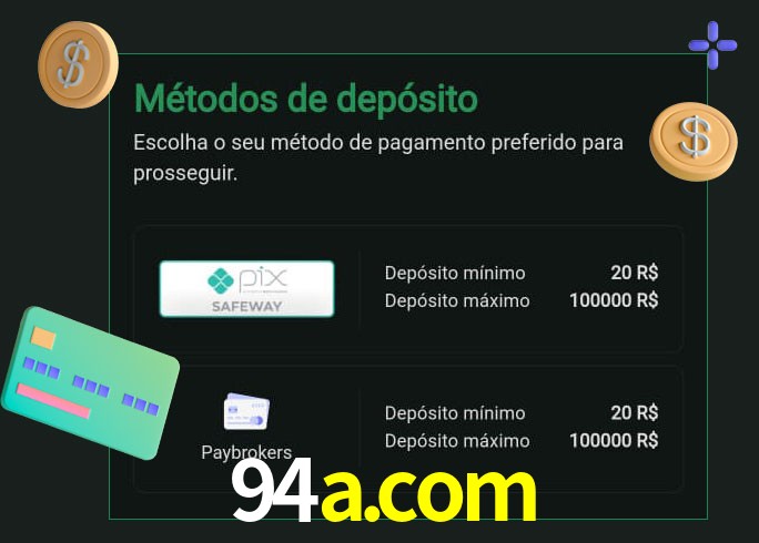 O cassino 94a.com oferece uma grande variedade de métodos de pagamento